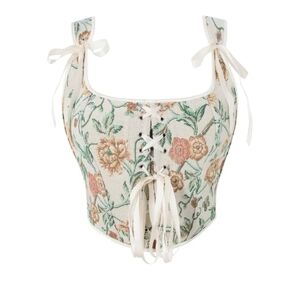 🌺 Floral Lace-Up Corset Top